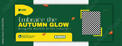 Embrace the autumn glow banner design for social media isolated on white background