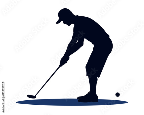 Golfer putting silhouette vector isolated on white background