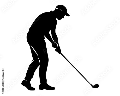 Golfer putting silhouette vector isolated