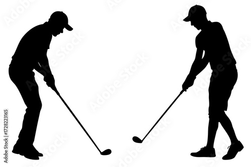 Golfer putting silhouette vector isolated