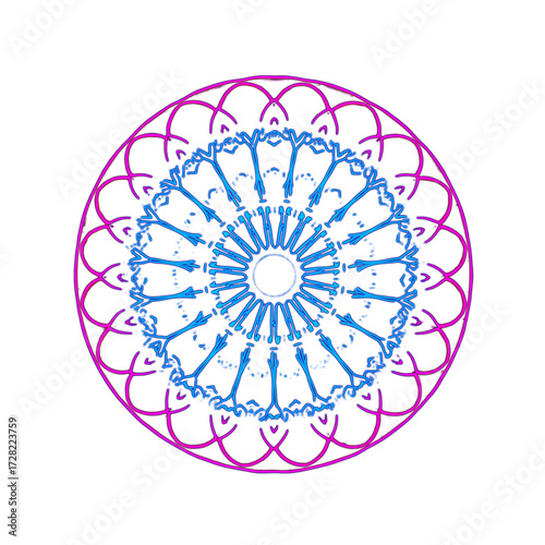 Neon Mandala PNG Vibrant Geometric Art Design for Meditation and Background Use