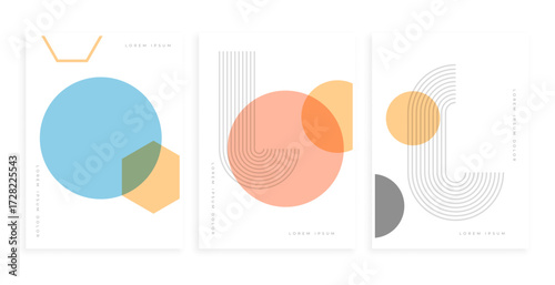 set of bauhaus linear shape element poster design