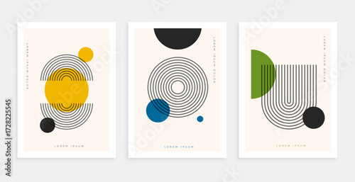 set of black bauhaus lines abstract shape layout design