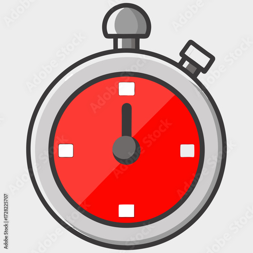 Realistic Silver Stopwatch Timer – Precision Time Measurement Illustration.