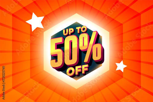 3d style upto 50 percent off sale background for business promo