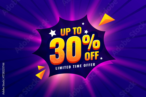 trendy upto 30 percent off sale background with light effect