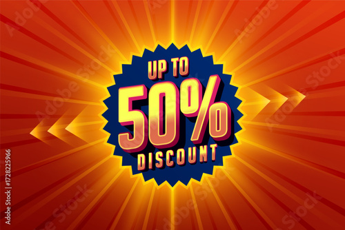 3d style 50 percent discount off orange background design