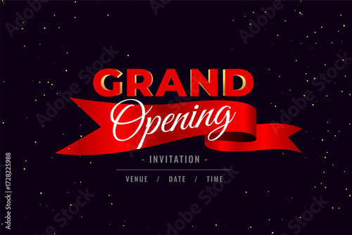 grand opening announcement background with golden glittering decor
