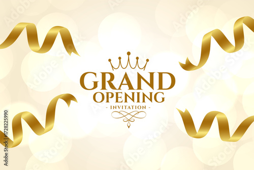 inauguration grand opening ceremony background with golden ribbon design
