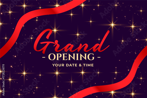 decorative grand opening invitation ceremony banner with shiny light effect