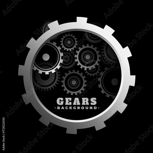 metallic cogwheel gear symbol dark background design