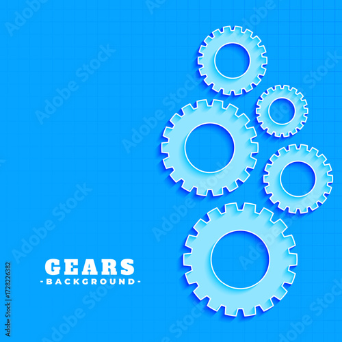 3d style teeth and tooth cogwheel blue background
