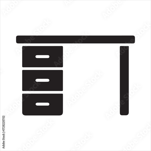 Desk icon silhouette vector with white background