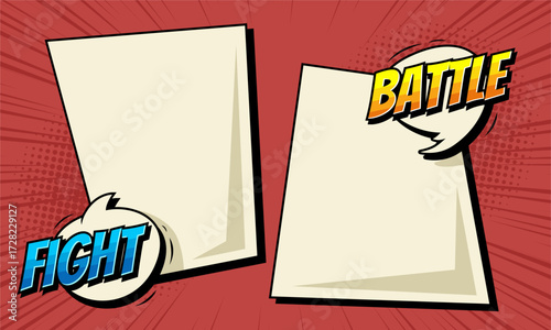 Battle fight template background in comic cartoon style