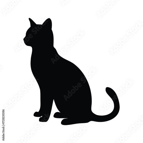 Elegant black cat silhouette gracefully sitting, showcasing feline beauty and form, cat standing on two legs silhouette vector illustration