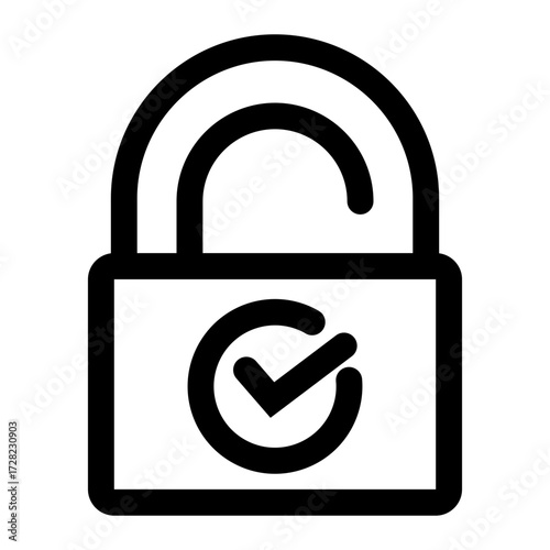 Cyber Security Padlock Icon Vector Graphic, ​Digital Protection and Privacy Lock Symbol, ​Secure Access and Safety Sign Illustration