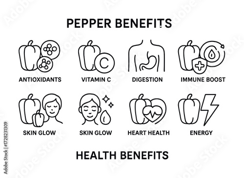 Pepper health benefits: antioxidants, vitamin c, digestion, immune boost, skin glow, heart health, energy