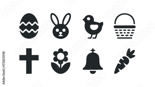 Easter Icons Set Collection. Vector hand drawn illustration