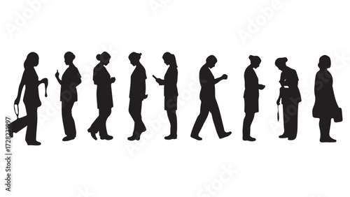 silhouette of a hospital nurse examining a patient