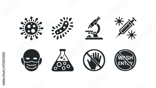 Health and Safety Icons Set. Vector hand drawn illustration