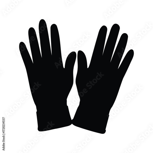 Silhouette of two hands with open palms against a white background, gloves silhouette vector illustration