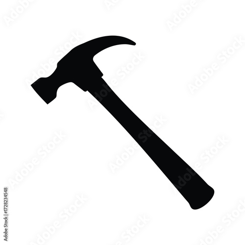 Wallpaper Mural Black silhouette of a standard claw hammer on a plain white background, hammer silhouette vector illustration Torontodigital.ca