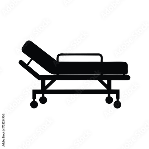 Black Silhouette Illustration of a Medical Examination Table or Patient Bed, hospital bed silhouette vector illustration