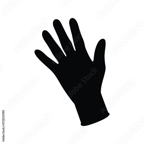 Silhouette of a hand with spread fingers against a white background, medical gloves silhouette vector illustration