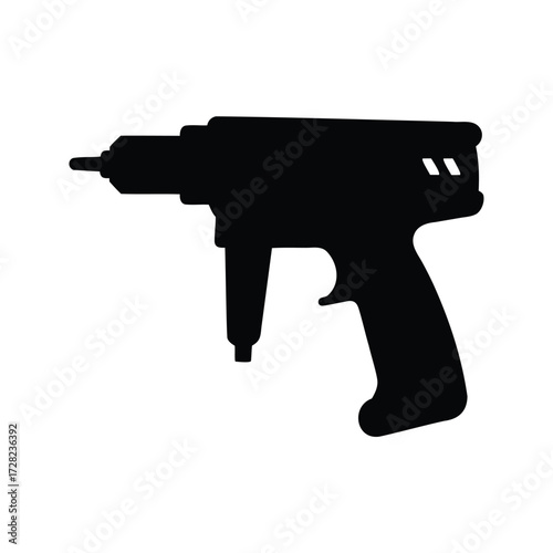 Silhouette of a cordless drill, power tool for driving screws and drilling, nail gun silhouette vector illustration