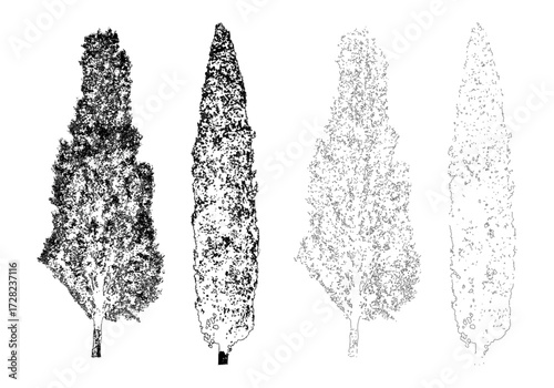 front View Vector Icons of Trees and Plants for Floor Plan and Architectural Design Projects	