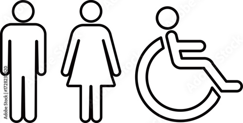 黒い線画のトイレマークのベクターイラスト素材