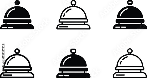 Collection of Service Bell Icons in Black and White