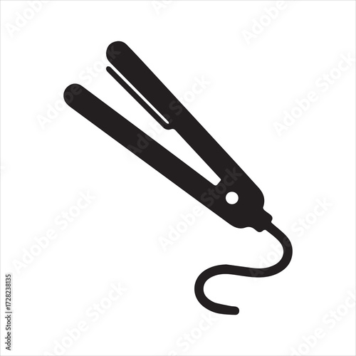 Hair Straightener icon silhouette vector with white background