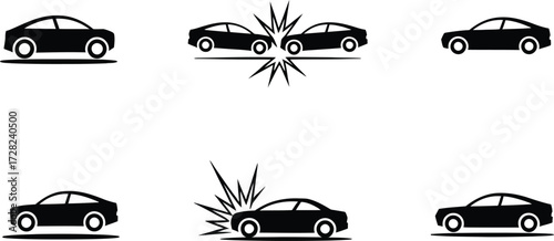 Car Accident Icons: Collision, Crash, and Damage Symbols