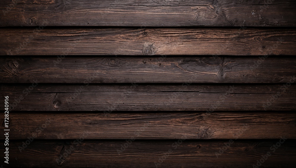 Obraz premium Dark brown wooden planks create a textured horizontal background pattern