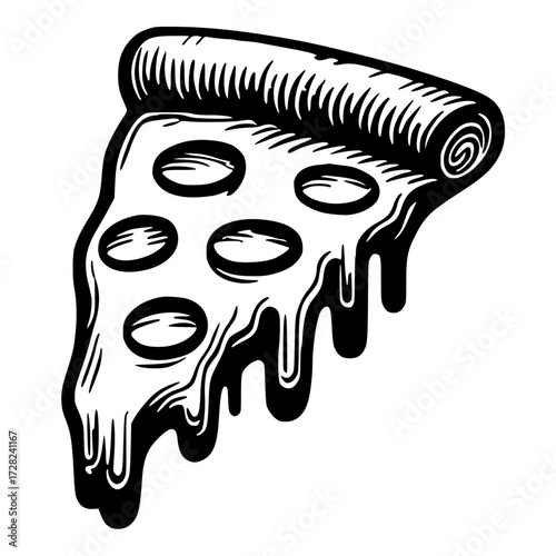 Silhouette of a melted pizza slice