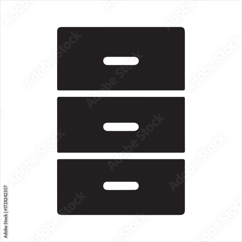 Filing Cabinet icon silhouette vector with white background