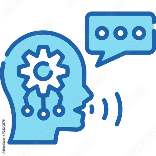 Blue NLP Line Icon