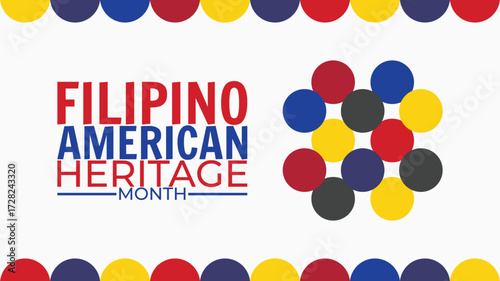 October is Filipino American Heritage Month. Philippines, American Flag and light. Suitable for posters,