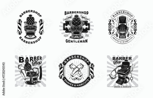 barbershop collection logo designs offering vintage charm and classic style for branding, advertising, and professional grooming business promotions