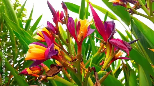 Vibrant tropical flowers in bloom