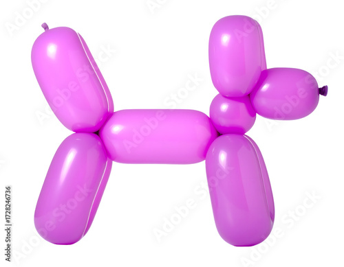 Party balloon purple dog toy isolated on Transparent Background