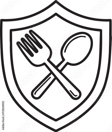 Secure your culinary creations and safeguard food standards with this simple, elegant shield icon representing food safety and health