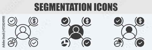 Segmentation Icon Set Vector Illustration in Outline, Glyph, and Mixed
