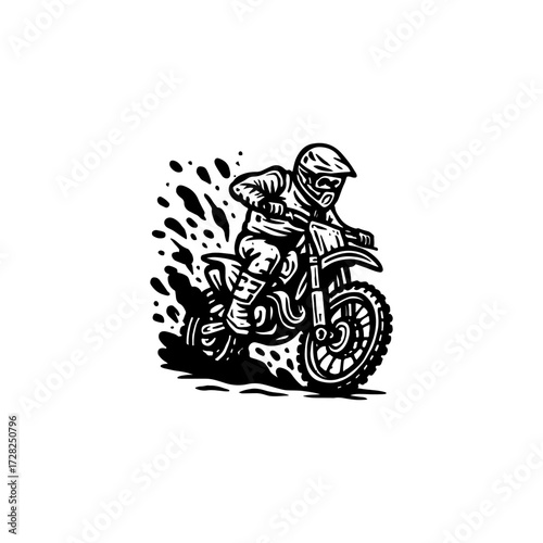 Motocross Rider in Action, Vintage Style Graphic