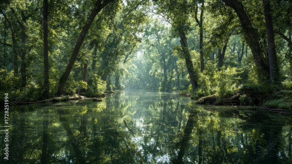 Obraz premium Tranquil forest river scene