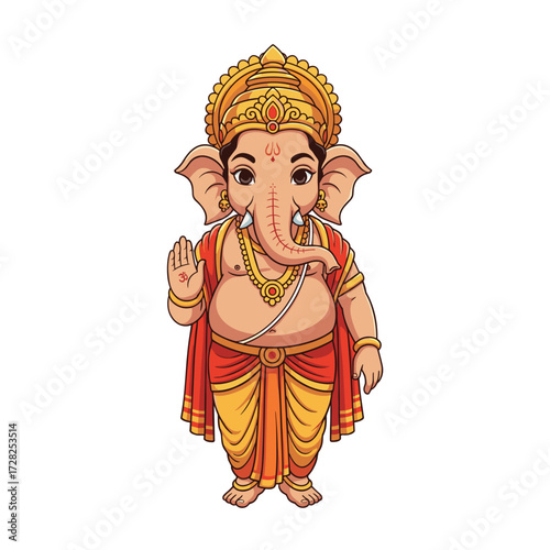 Cute Lord Ganesha Standing, Blessing with Grace