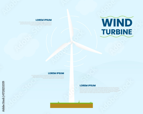 Wind turbines natural energy infographic design template