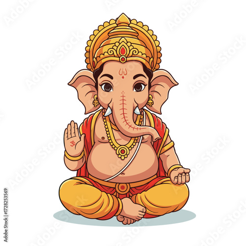 Cute Lord Ganesha Standing, Blessing with Grace