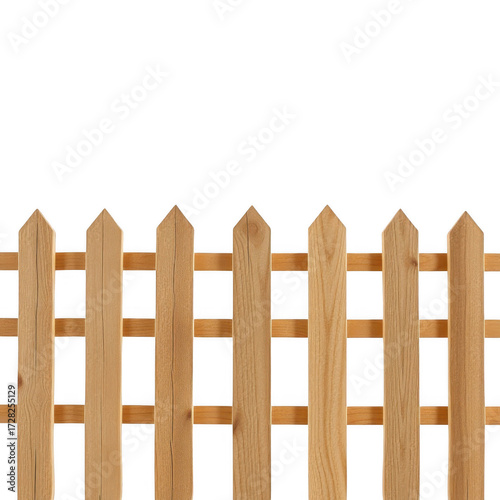 Rustic wooden picket fence section against a stark black background with natural texture